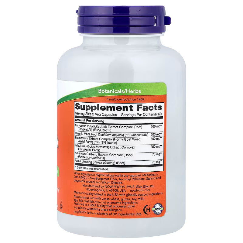 NOW Foods TestoJack Maca Tribulus Tongkat ali American Ginseng 200 120 Veg Capsules - Galeri