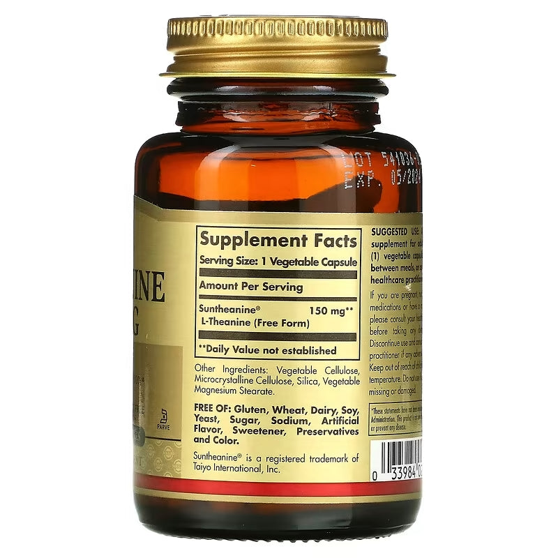 Solgar L-Theanine Free Form Mood Support 150 mg 60 Vegetable Caps - Galeri