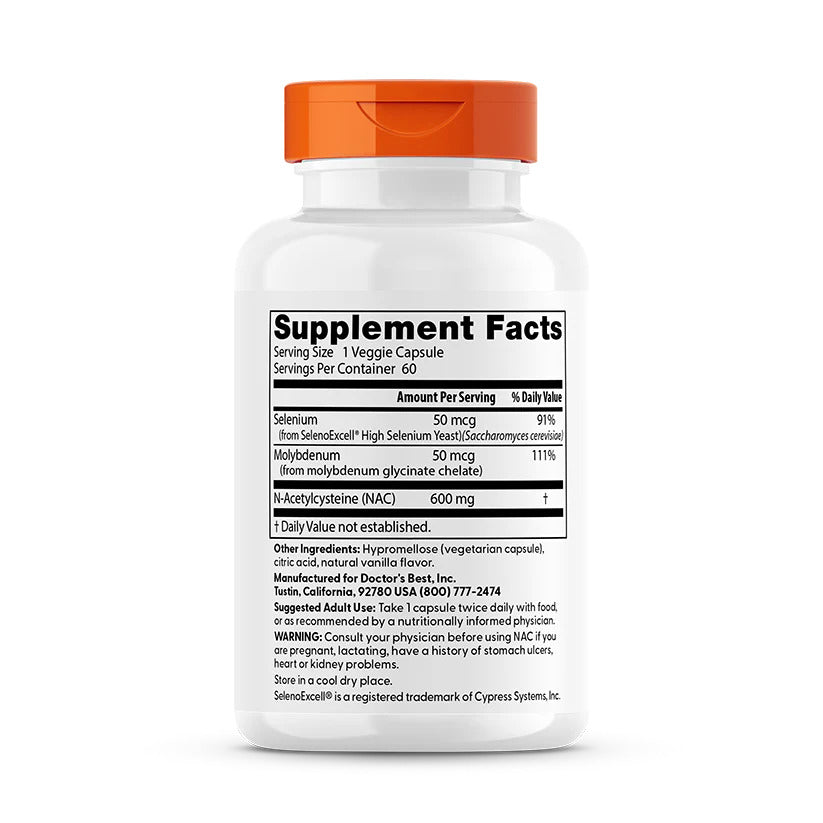 Doctors Best NAC Molybdenum Detox Regulators, Supports Cellular Health & Liver 60 Veggie Caps - Galeri