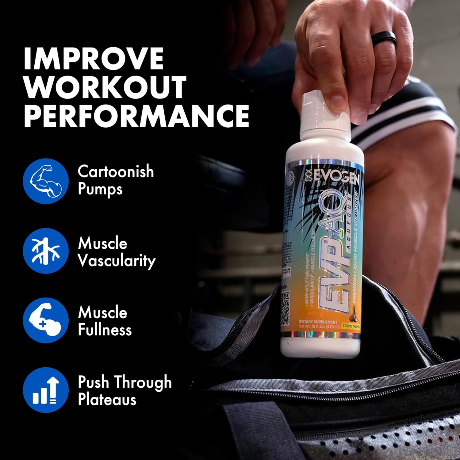 Evogen EVP-AQ Liquid Glycerol Muscle Volumizer PreWorkout for Pumps Vascularity Hydration 473 ml - Galeri