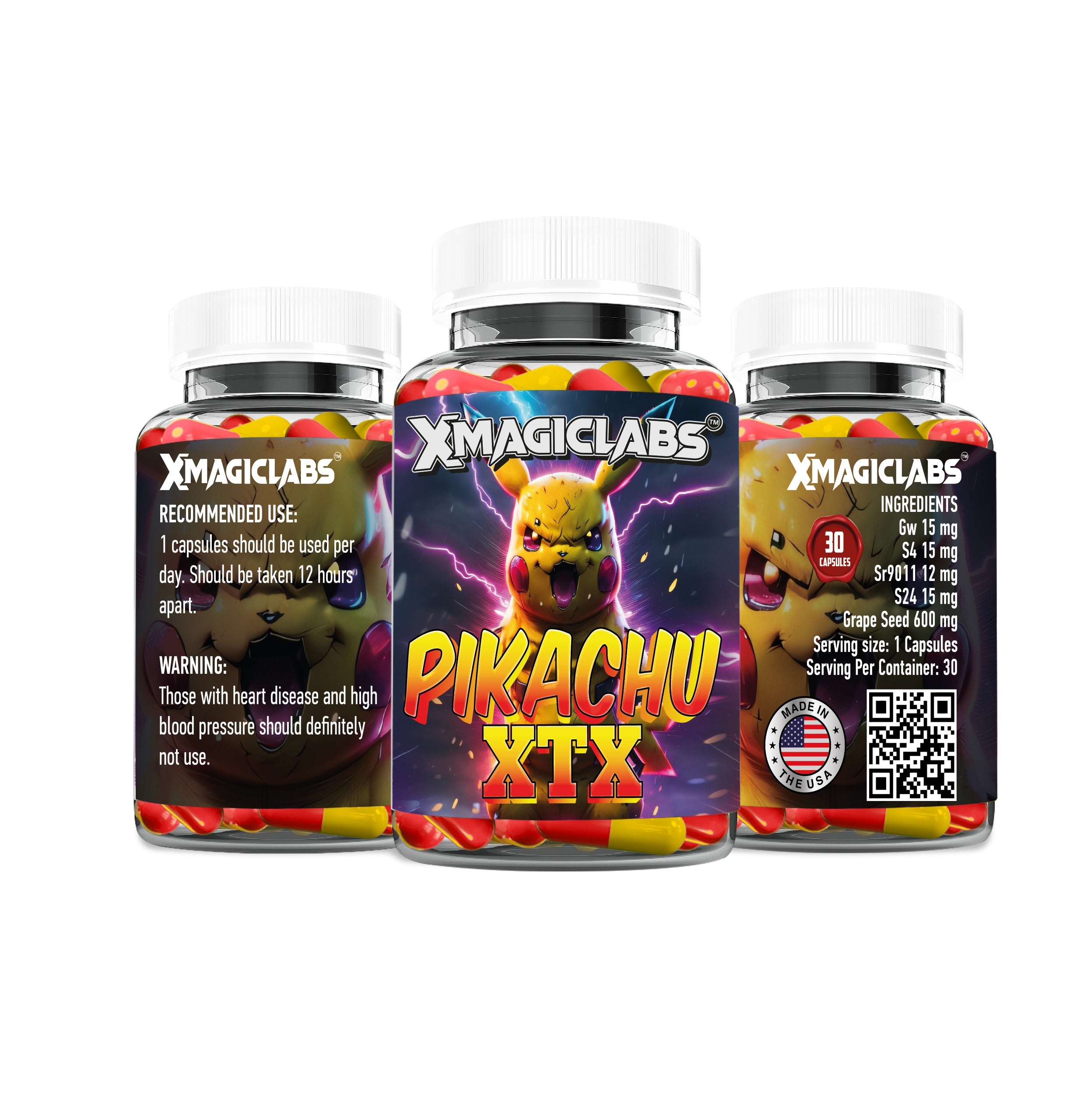 Xmagiclabs Pikachu XTX Sr9011 - Gw Cardarine - S4 Andarine - S24 Grape Seed 30 Caps - Galeri