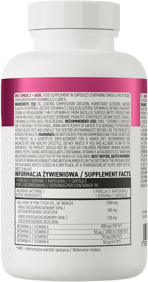 OstroVit Omega 3 + ADEK+Vitamin A, D , E, K 90 caps - Galeri