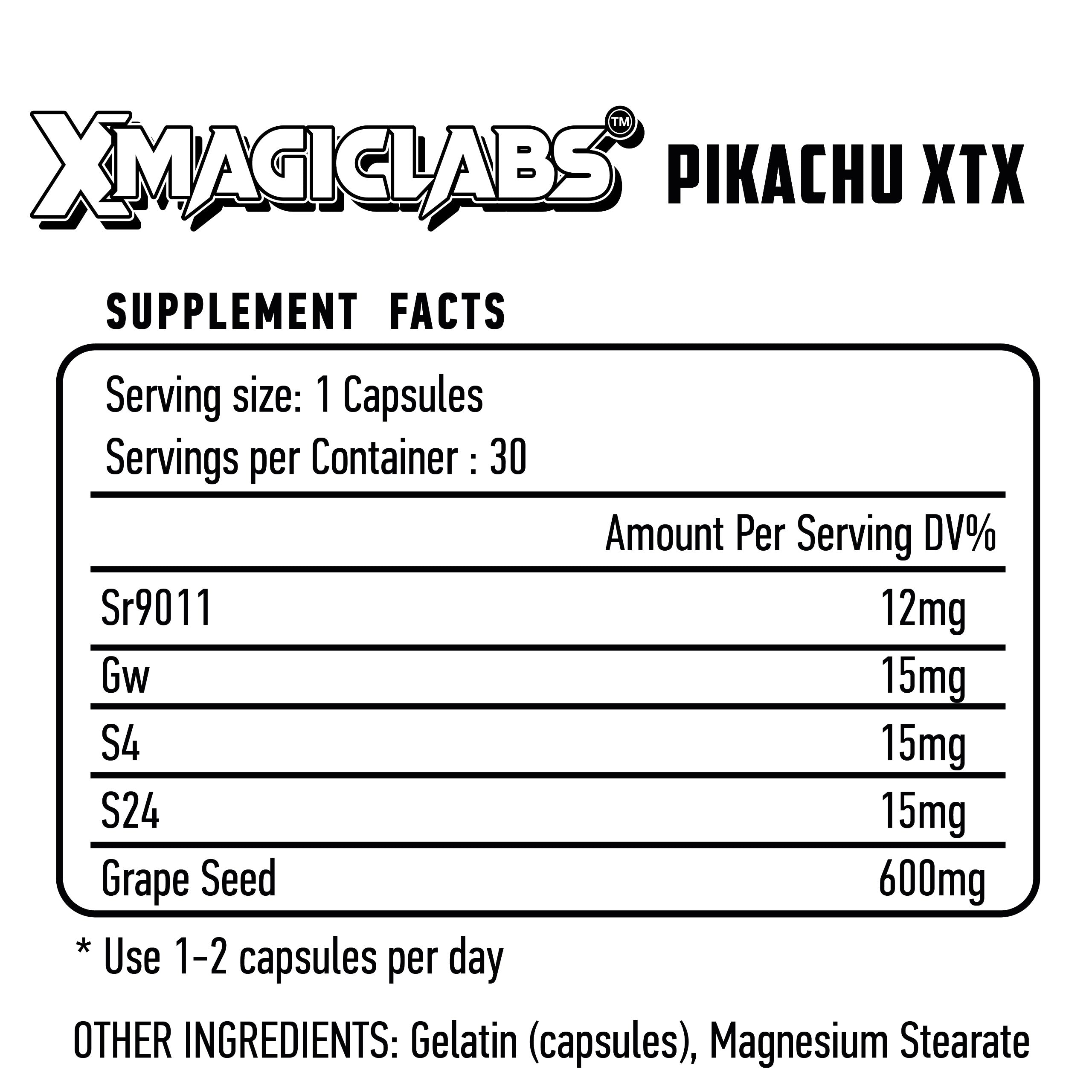 Xmagiclabs Pikachu XTX Sr9011 - Gw Cardarine - S4 Andarine - S24 Grape Seed 30 Caps - Galeri
