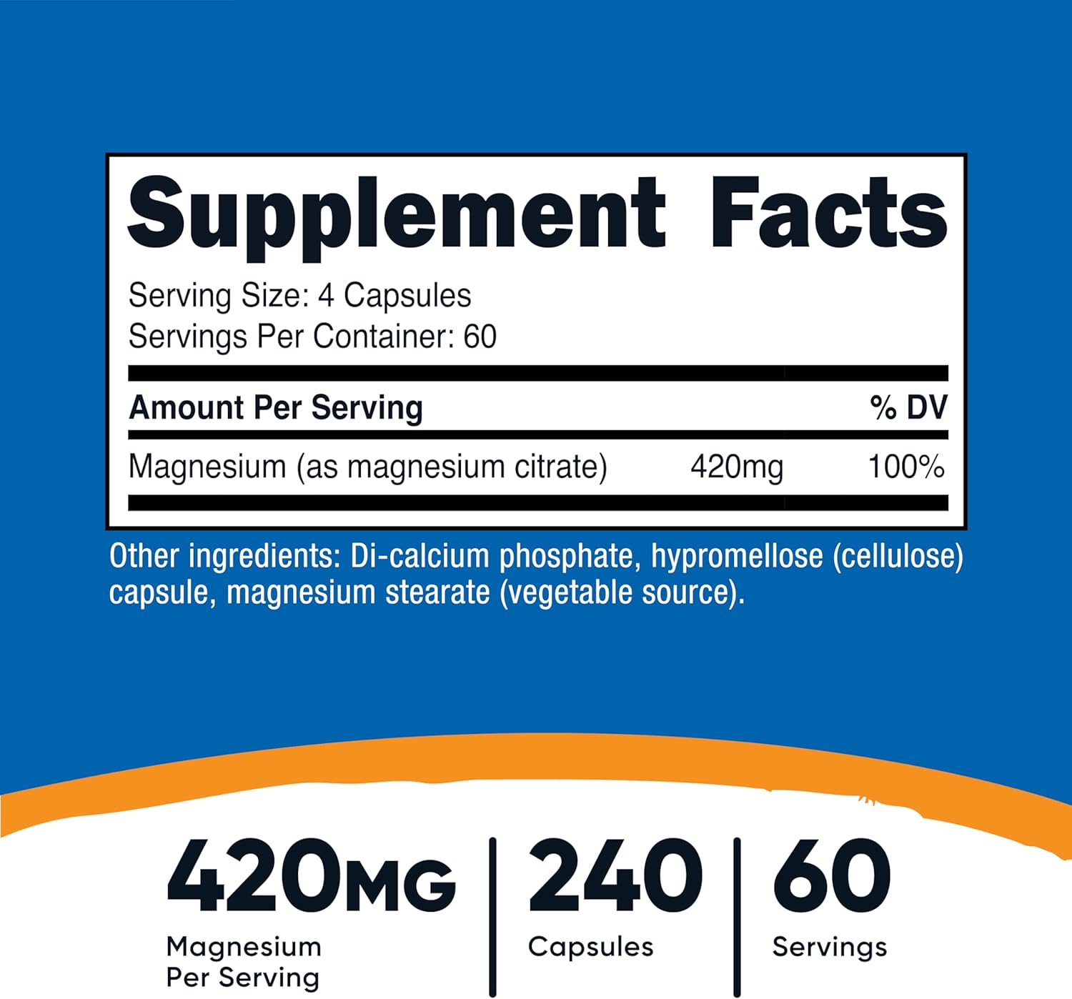 Nutricost Magnesium Citrate 420mg 240 Veggie Caps - Galeri