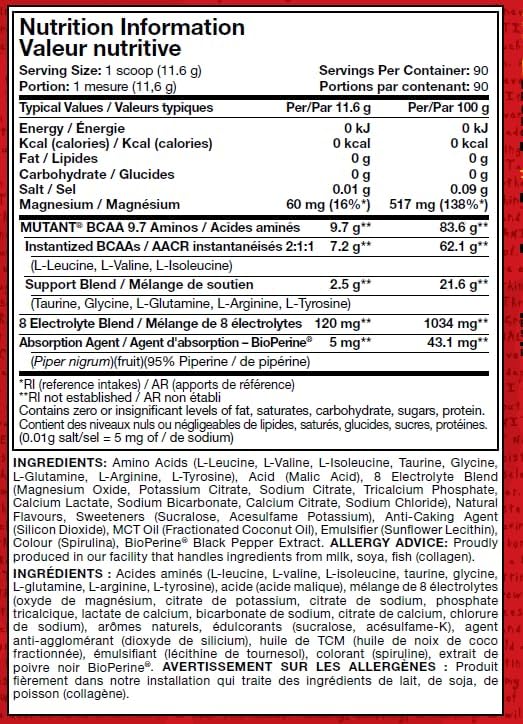 MUTANT BCAA 9.7 Micronized Amino Acid and Electrolyte Support Stack | 1044g / 90 Servis - Galeri
