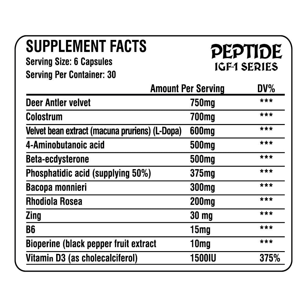 XMAGICLABS PEPDITE IGF1 Deer Antler Velvet Colostrum Bacopa Rhodiola Rosea Phosphatidic 180 Caps - Galeri