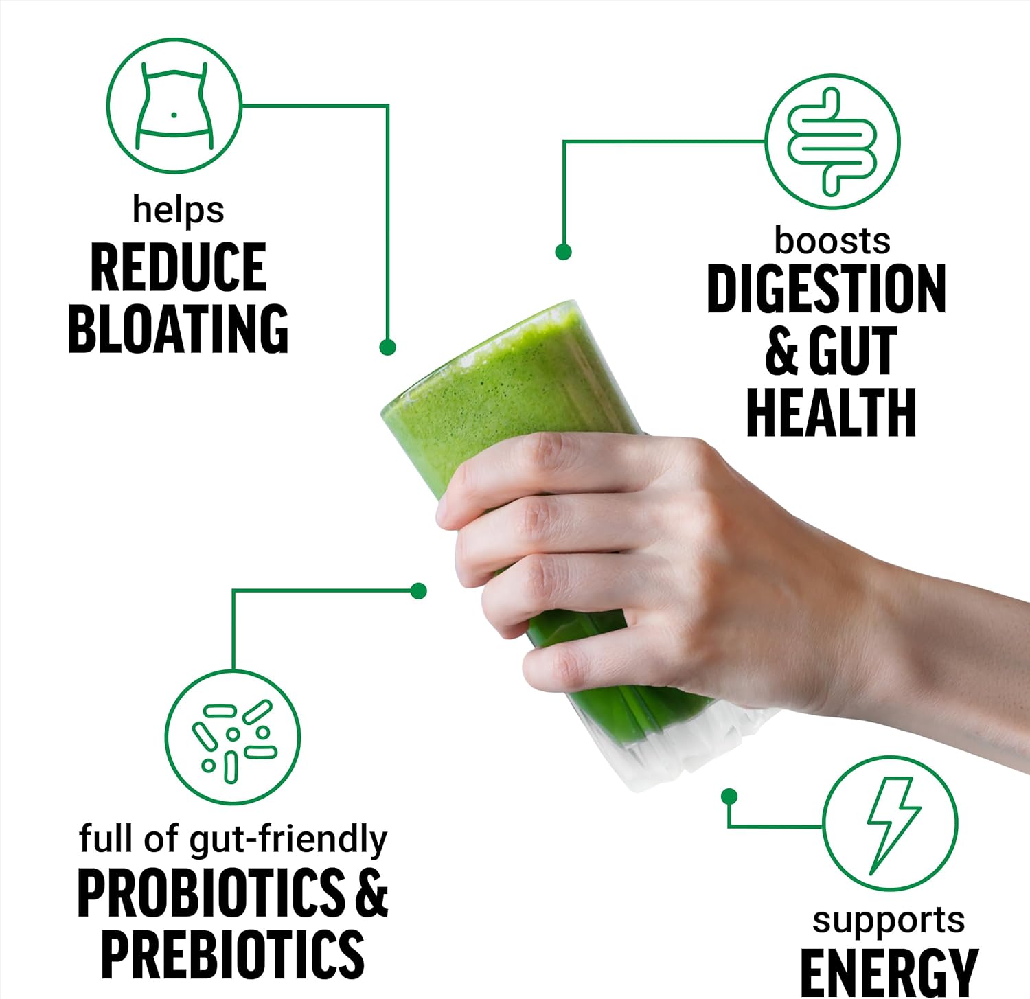 Force Factor Smarter Greens Detox Daily Gut Health Digestion 125 Million CFUs of Probiotics - Galeri