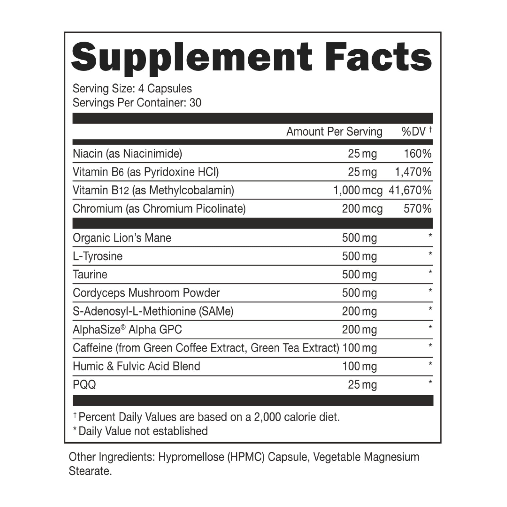 Bucked Up Brain Gainz Nootropic Lion's Mane Tyrosine Reishi Mushroom Gaba Theanine 240 Caps USA - Galeri