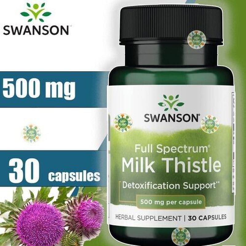 Swanson Full Spectrum Milk Thistle Deve dikeni (Detox) 500 mg, 30 Capsules - Galeri