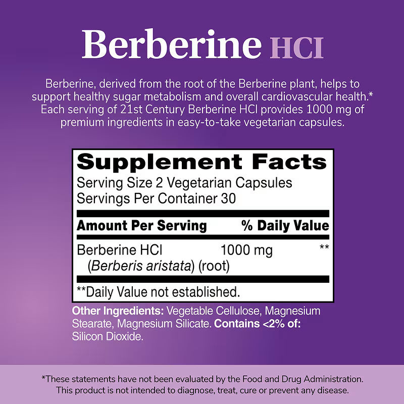 21st Century Berberine HCI Glucose Support 60 Vegetarian Capsules - Galeri