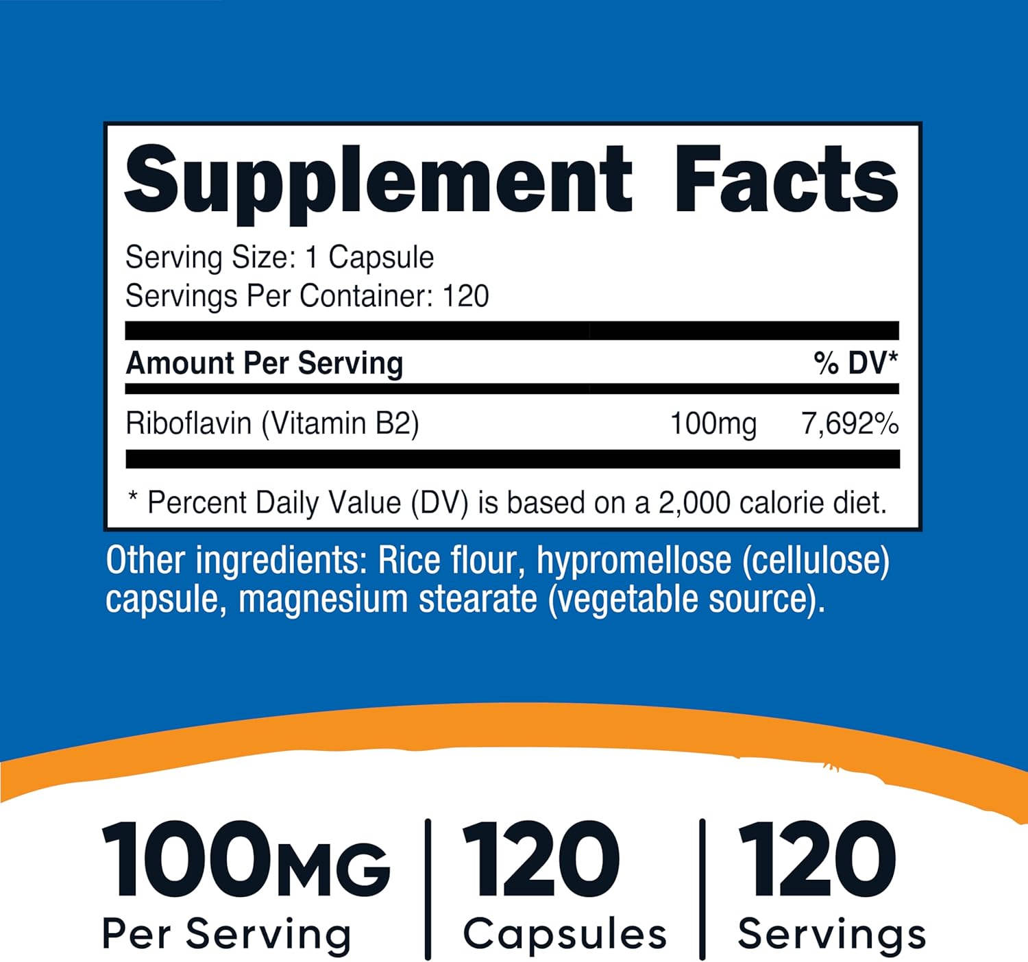 Nutricost Vitamin B2 Riboflavin 100mg 120 Caps - Galeri