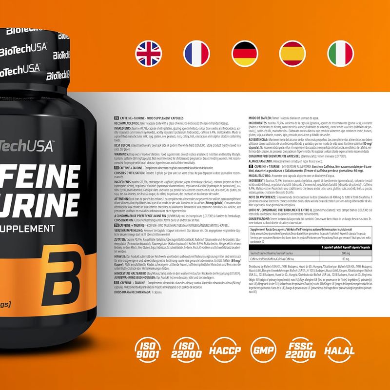 BioTech USA Caffeine + Taurine 60 caps - Galeri