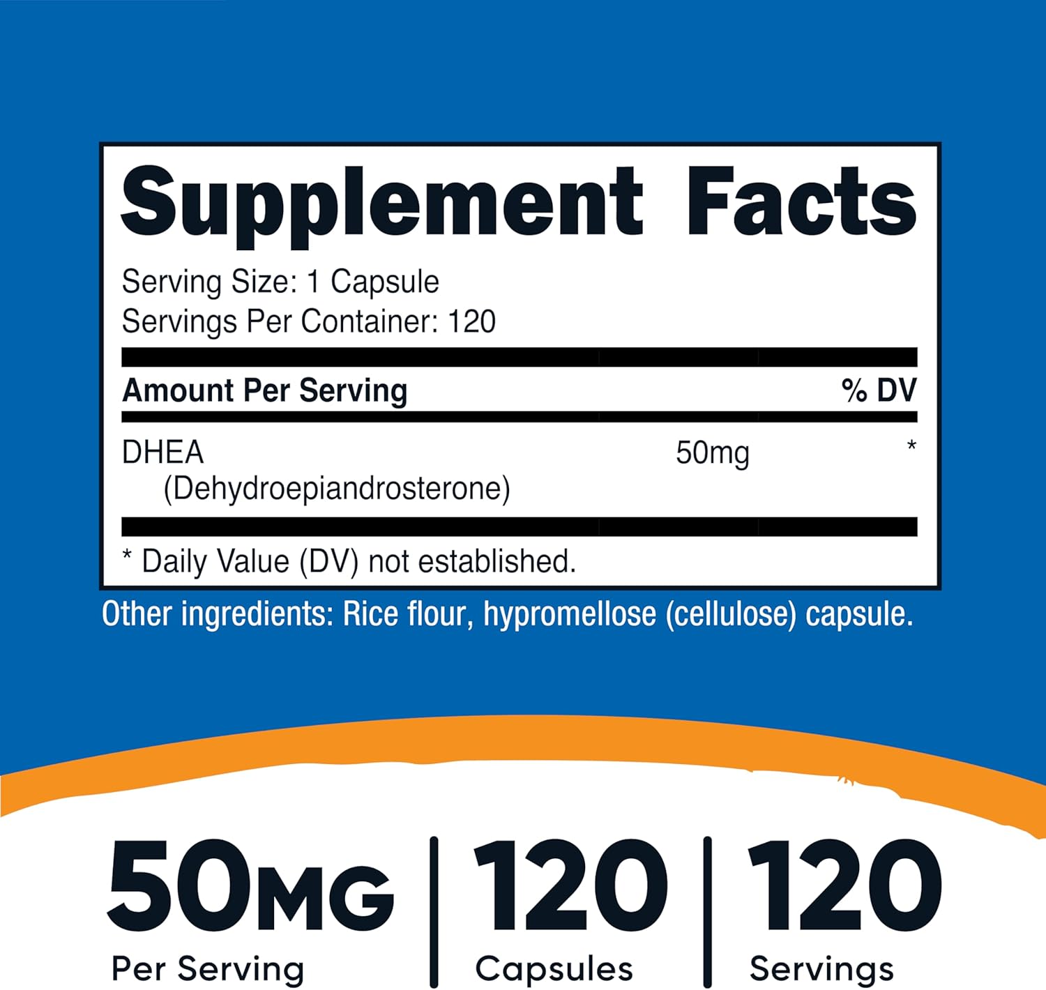 Nutricost DHEA 50mg, 120 Capsules - Gluten Free, Soy Free, Non-GMO - Galeri