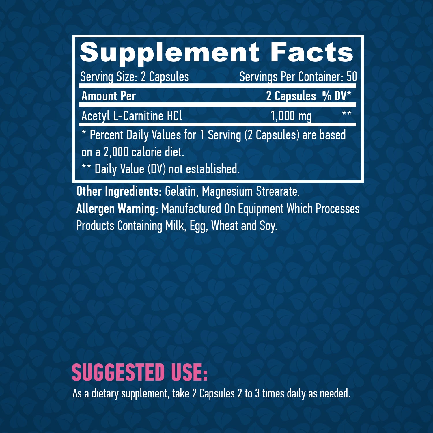 Haya Labs Acetyl L-Carnitine Hcl Burner 1000mg / 100 Caps - Galeri