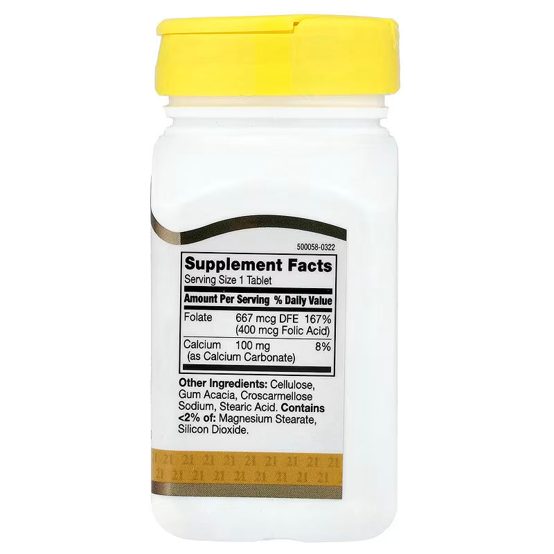 21st Century Folic Acid Vitamin B9 Folate Heart Health 400 mcg 250 Easy to Swallow Tablets - Galeri