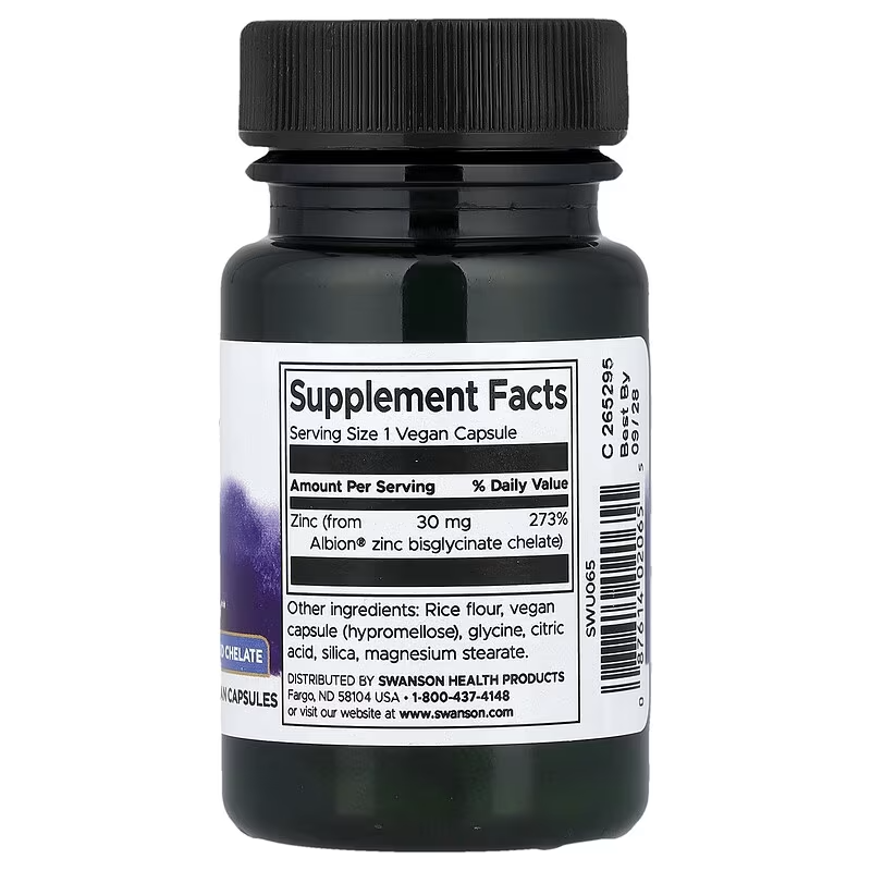 Swanson Albion Zinc Immune Health 30 mg 90 Vegan Capsules - Galeri