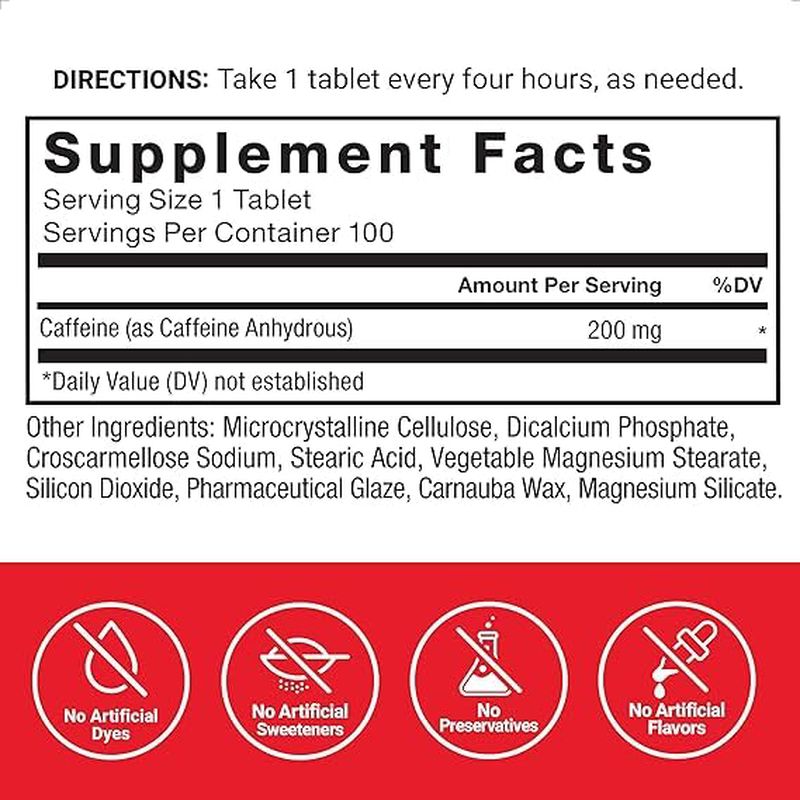Force Factor Caffeine 200 mg 100 tablets - Galeri
