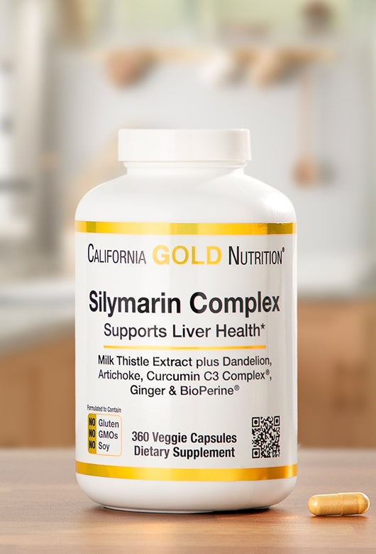 California Gold Nutrition Silymarin Complex Milk Thistle Liver Health, Milk Thistle, Curcumin, Artichoke, Dandelion, Ginger 360 Veggie