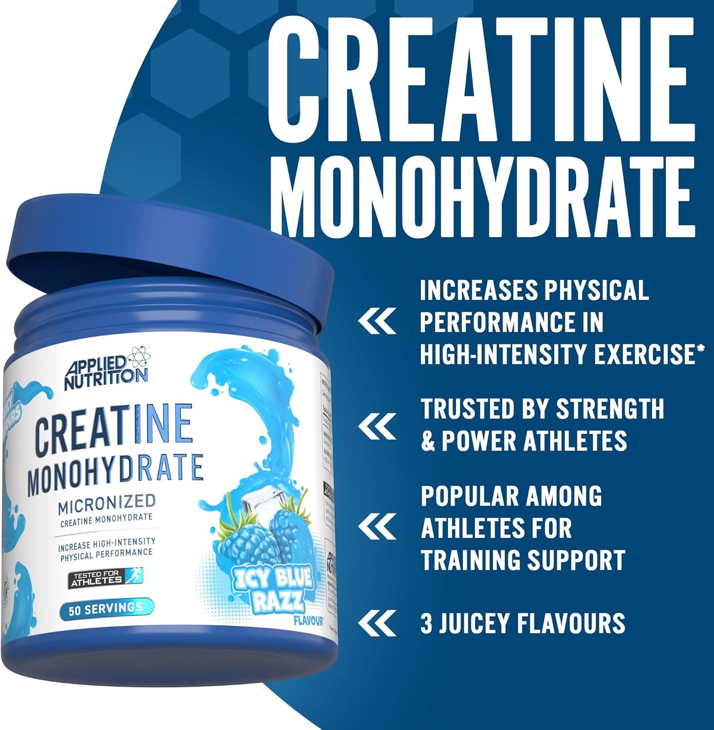 Applied Nutrition Creatine Monohydrate Powder 250g – 100% Micronized Creatine 50 Servings - Galeri