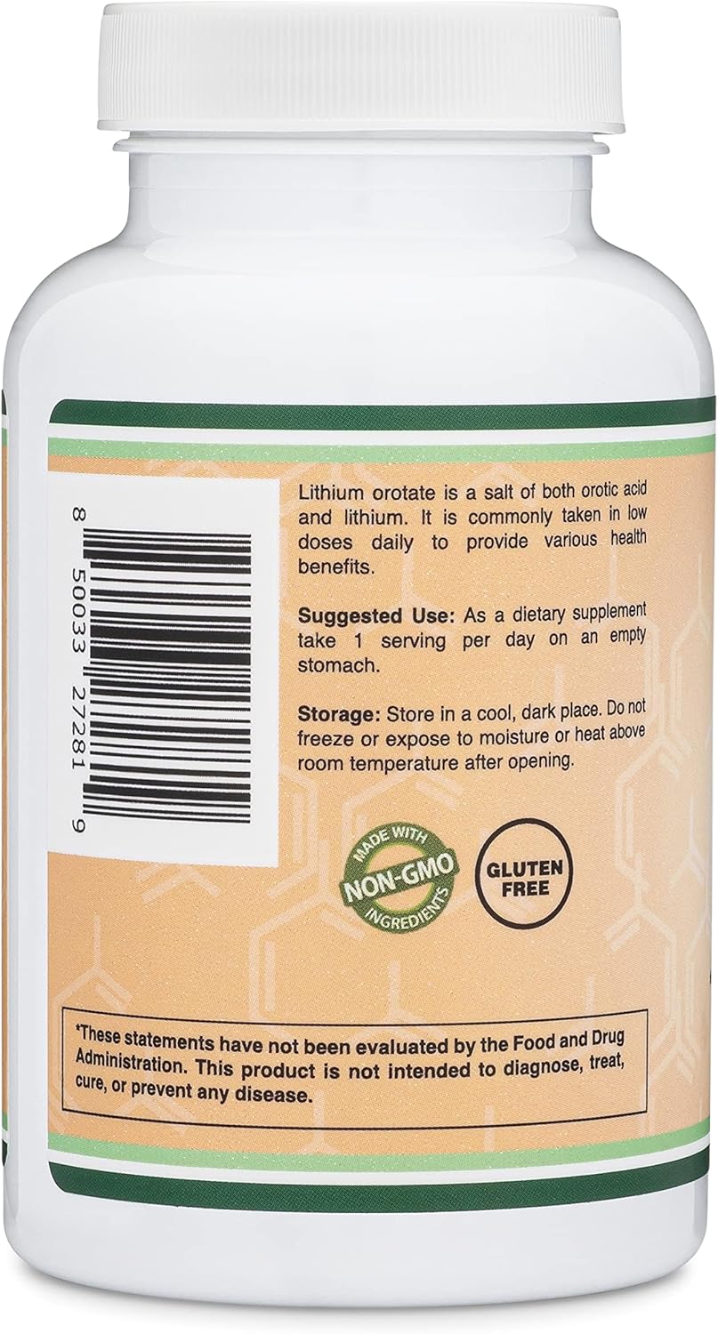 Double Wood Lithium Orotate 5 mg Cognition and Brain Health 210 Caps - Galeri