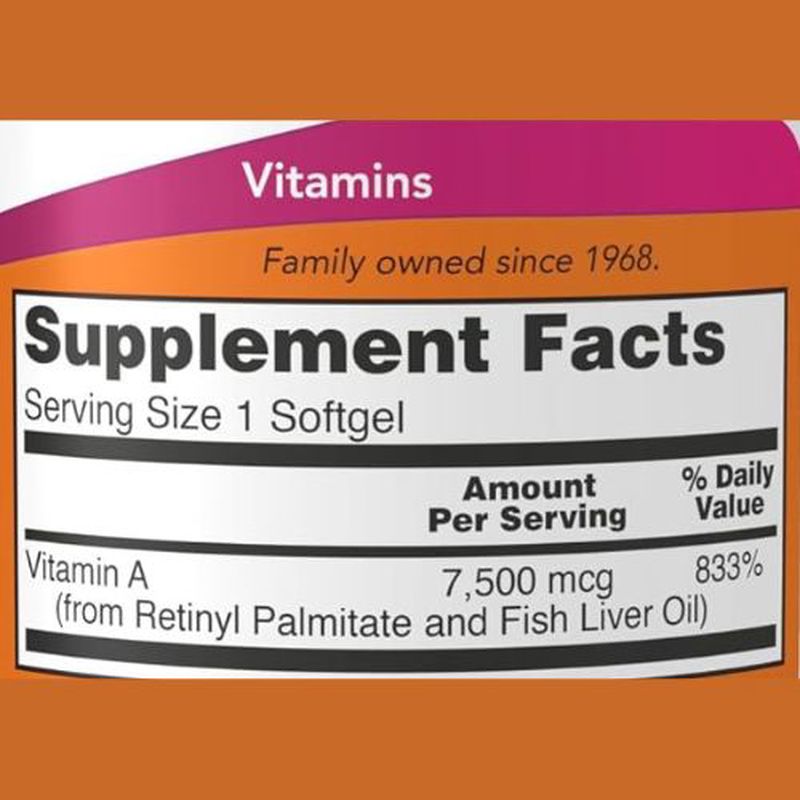 Now Foods Vitamin A 25,000 IU 100 Softgels - Galeri