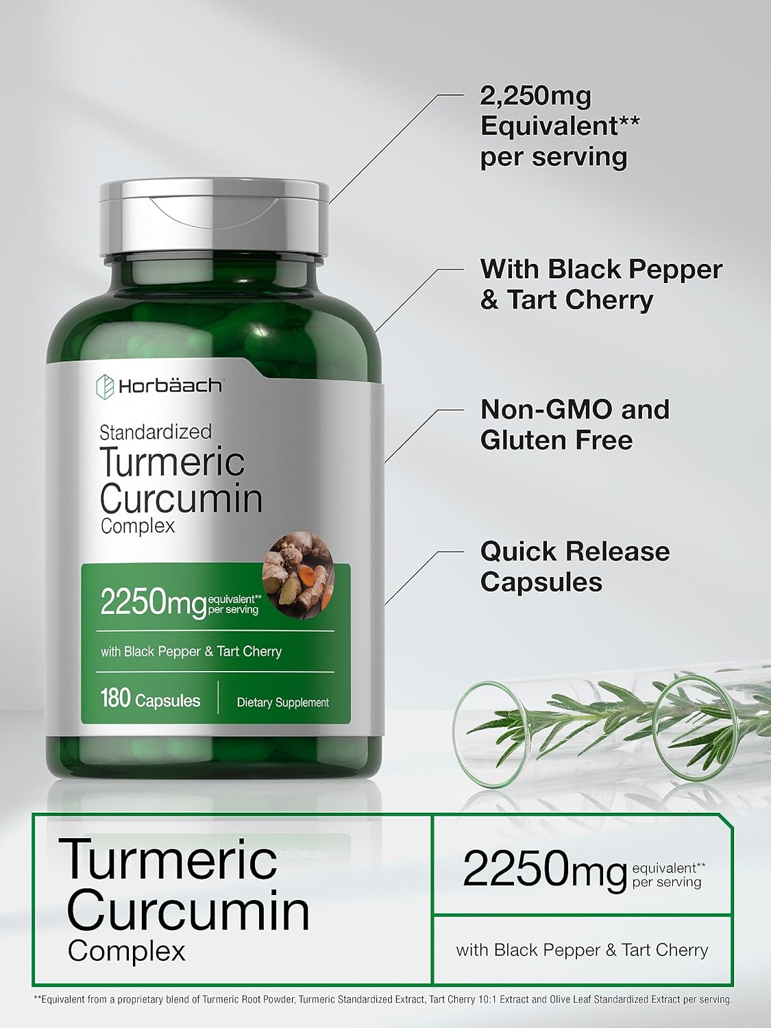 Horbäach Turmeric Curcumin Tart Cherry Olive Leaf 180 Caps - Galeri