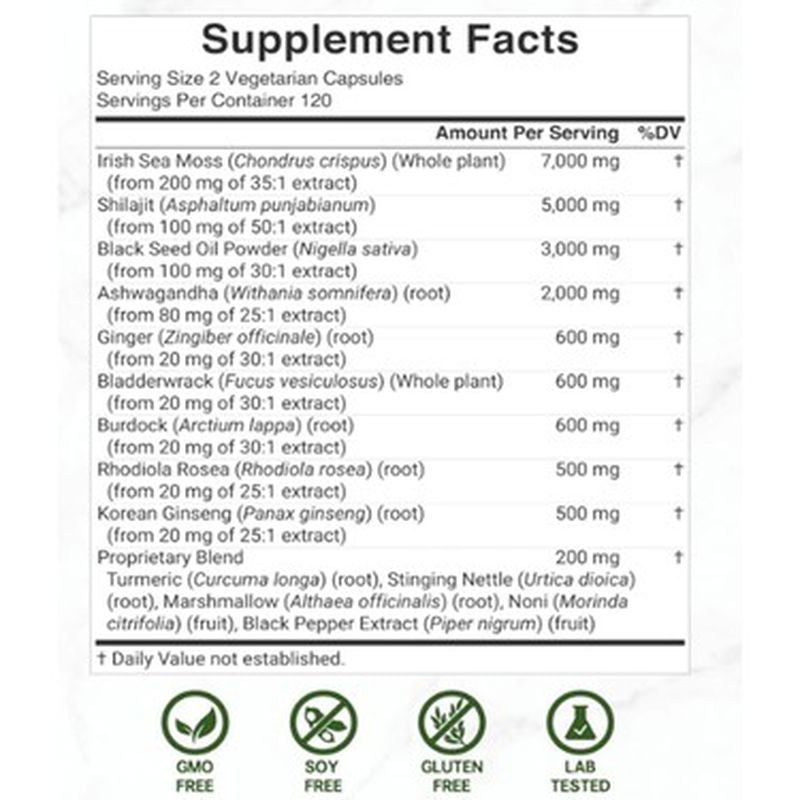 Deal Supplement Irish Sea Moss 240 Veggie Caps - Galeri