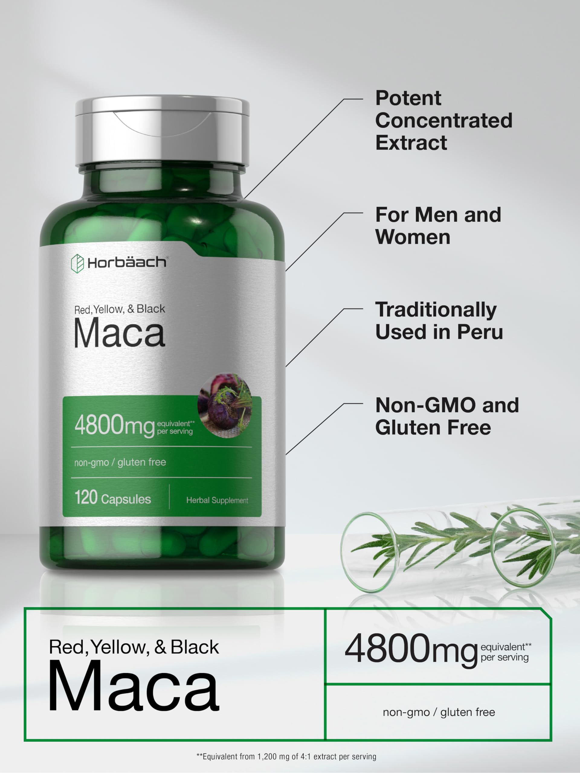 Horbäach Maca Root Matcha 4800mg | 120 Capsules - Galeri