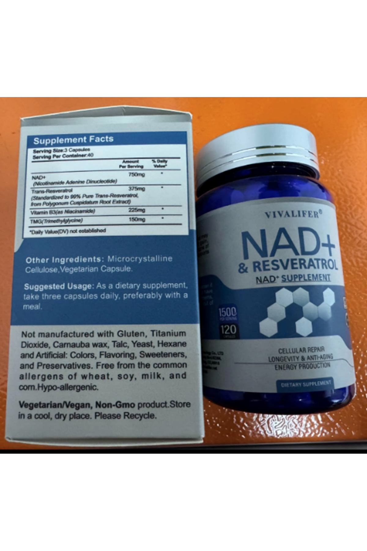 Vivalifer Nad+ Resveratrol Nad Tmg 1500 Mg 120 Caps - Galeri