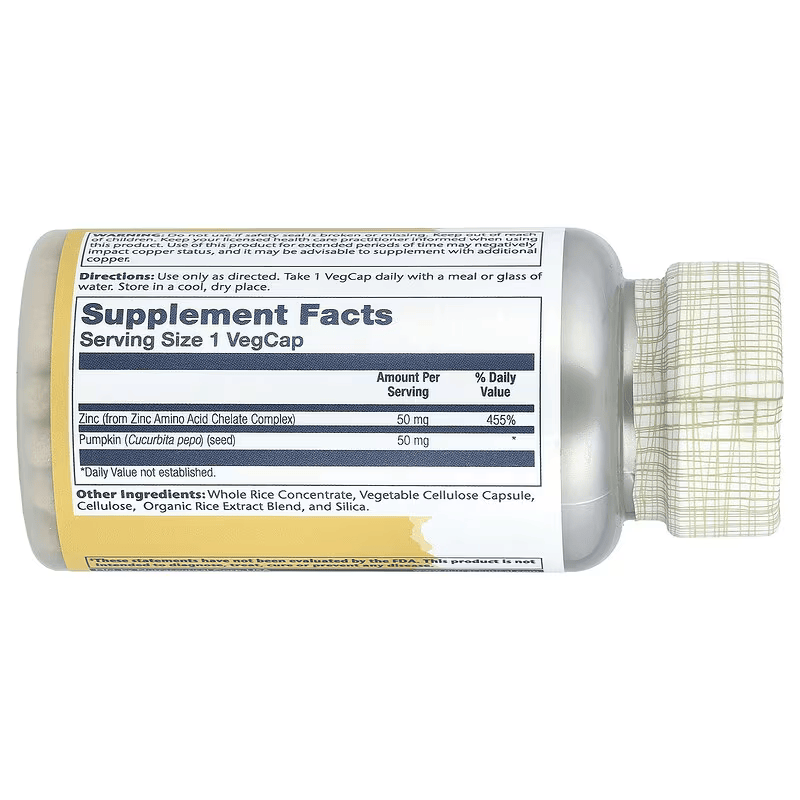 Solaray Zinc Pumpkin 50 mg 100 VegCaps - Galeri