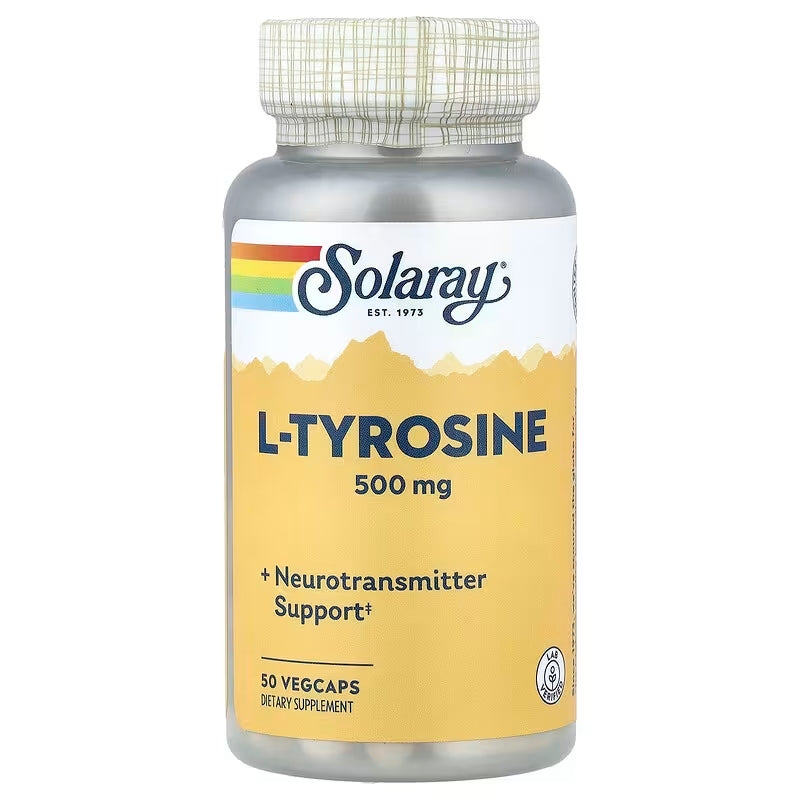 Solaray L-Tyrosine Neurotransmitter Support 500 mg, 50 VegCaps