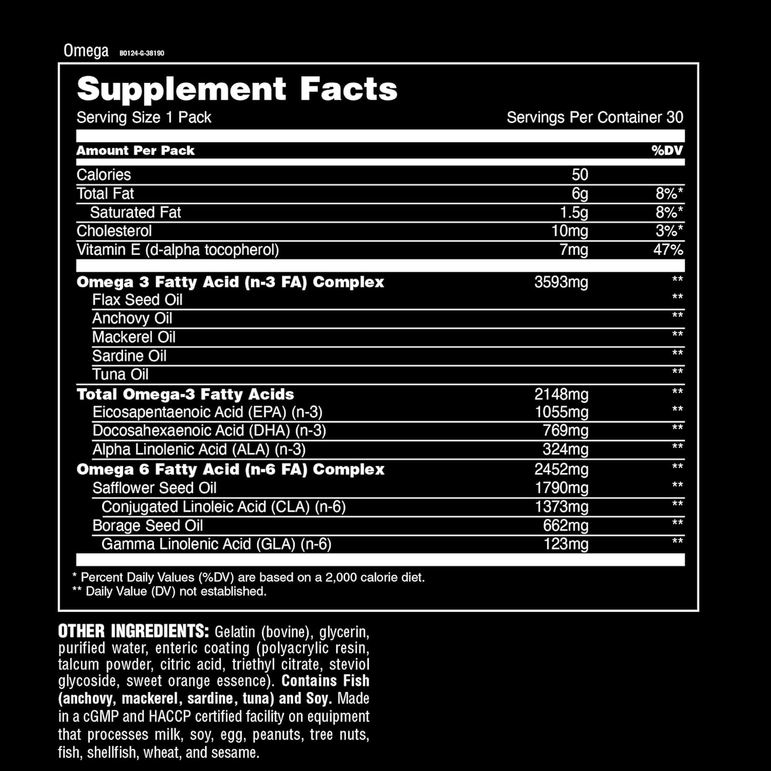 Animal Advanced Omega 3 Omega 6 with EPA, DHA, ALA, CLA, GLA for Heart, Brain, Joint, Skin, Eye, Metabolism, Immune Health - 30 Day Pack - Galeri