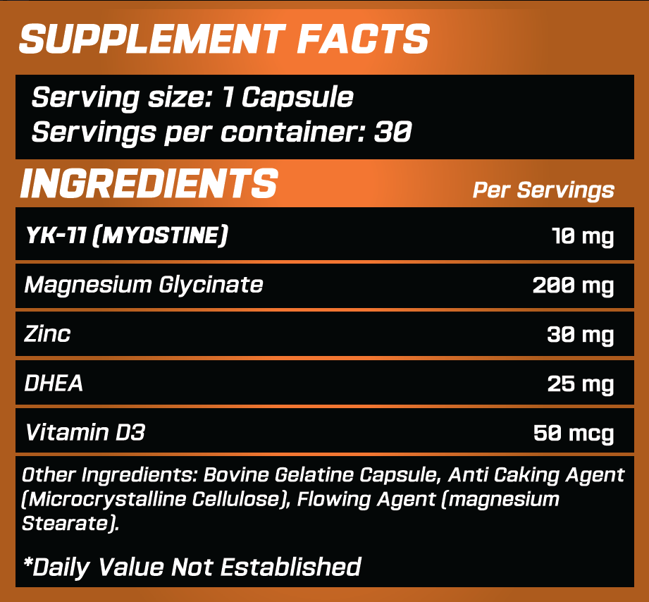 Grimlabs Hellsing YK11+Dhea+Zinc 10 MG 30 Servings Myostatin Inhibitor - Galeri