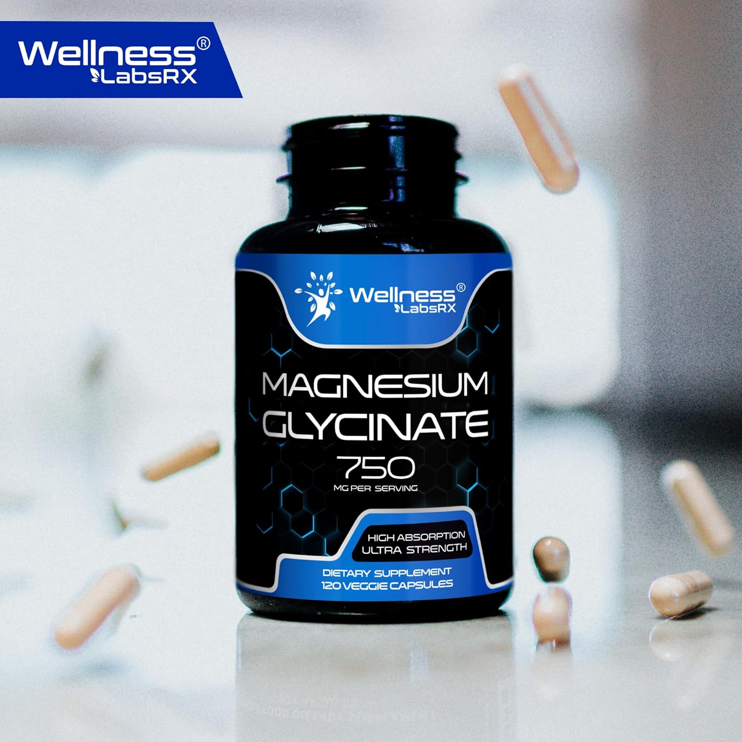 Wellness Labs Magnesium Glycinate for Magnesium Chelate Women and Men 750mg 120 Caps - Galeri