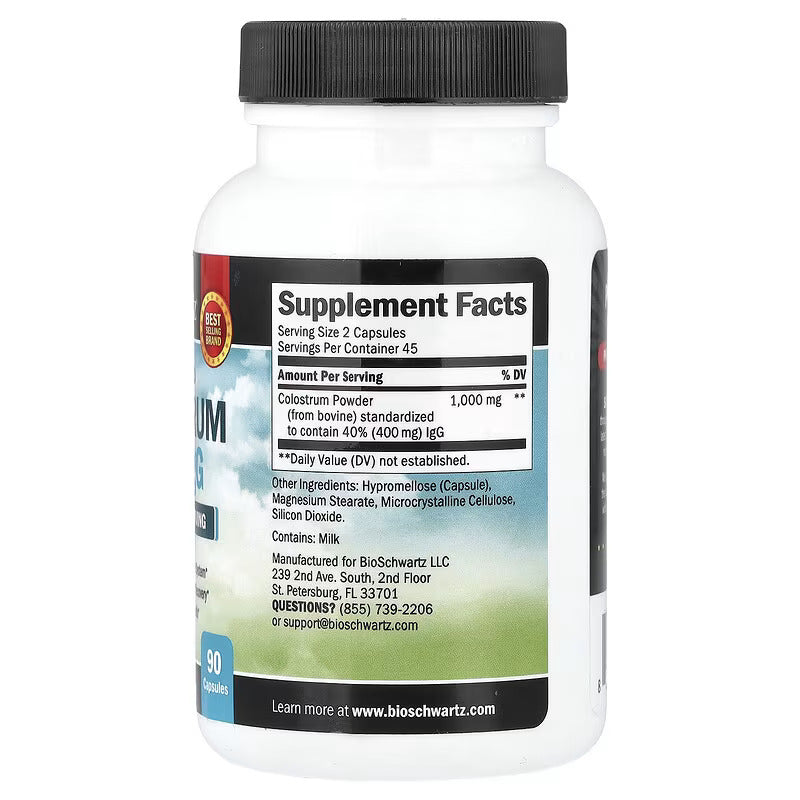 BioSchwartz Grass Fed Bovine Colostrum 40% IgG, 90 Caps - Galeri