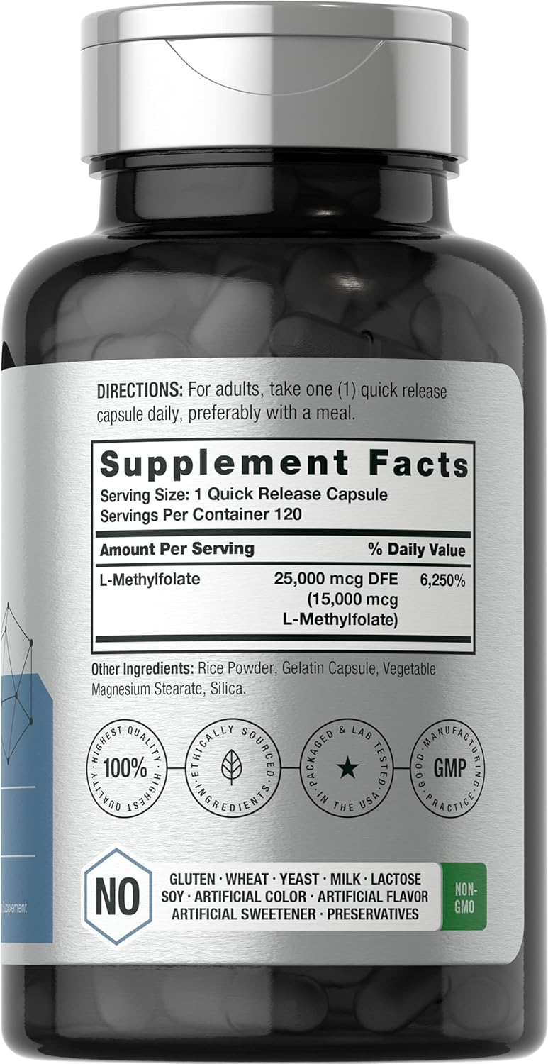 Horbaach L-Methylfolate MTHF Folate 15000mcg 120 Caps - Galeri