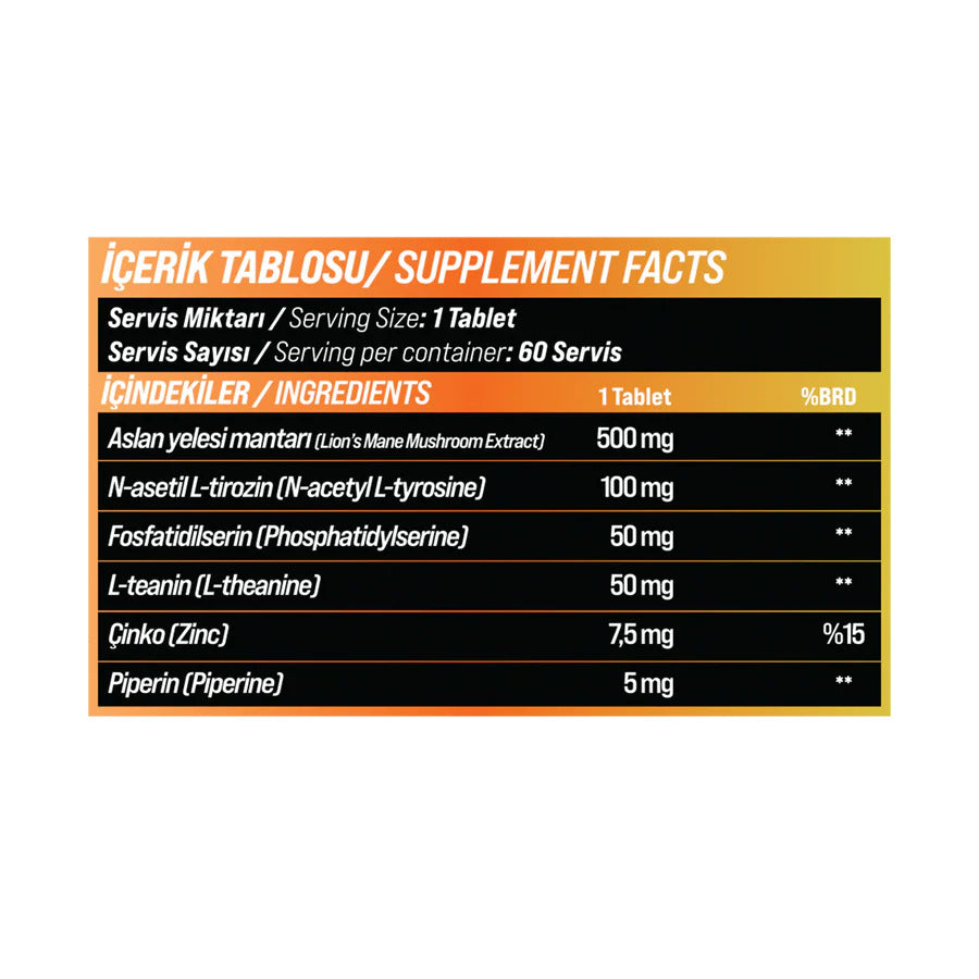 Grimsupps Lion's mane & Theanine & Phosphatidylserine 60 Tablet - Galeri