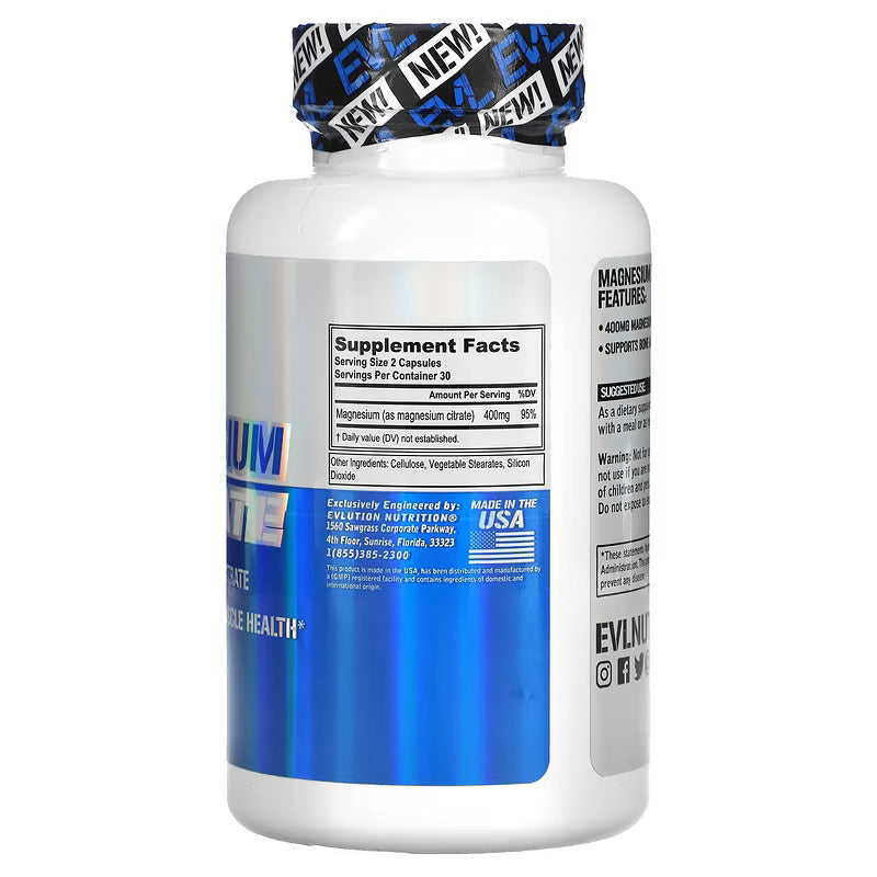 EVLution Nutrition, Magnesium(Magnezyum )  Citrate, 400 mg, 60 Vegetarian Caps - Galeri