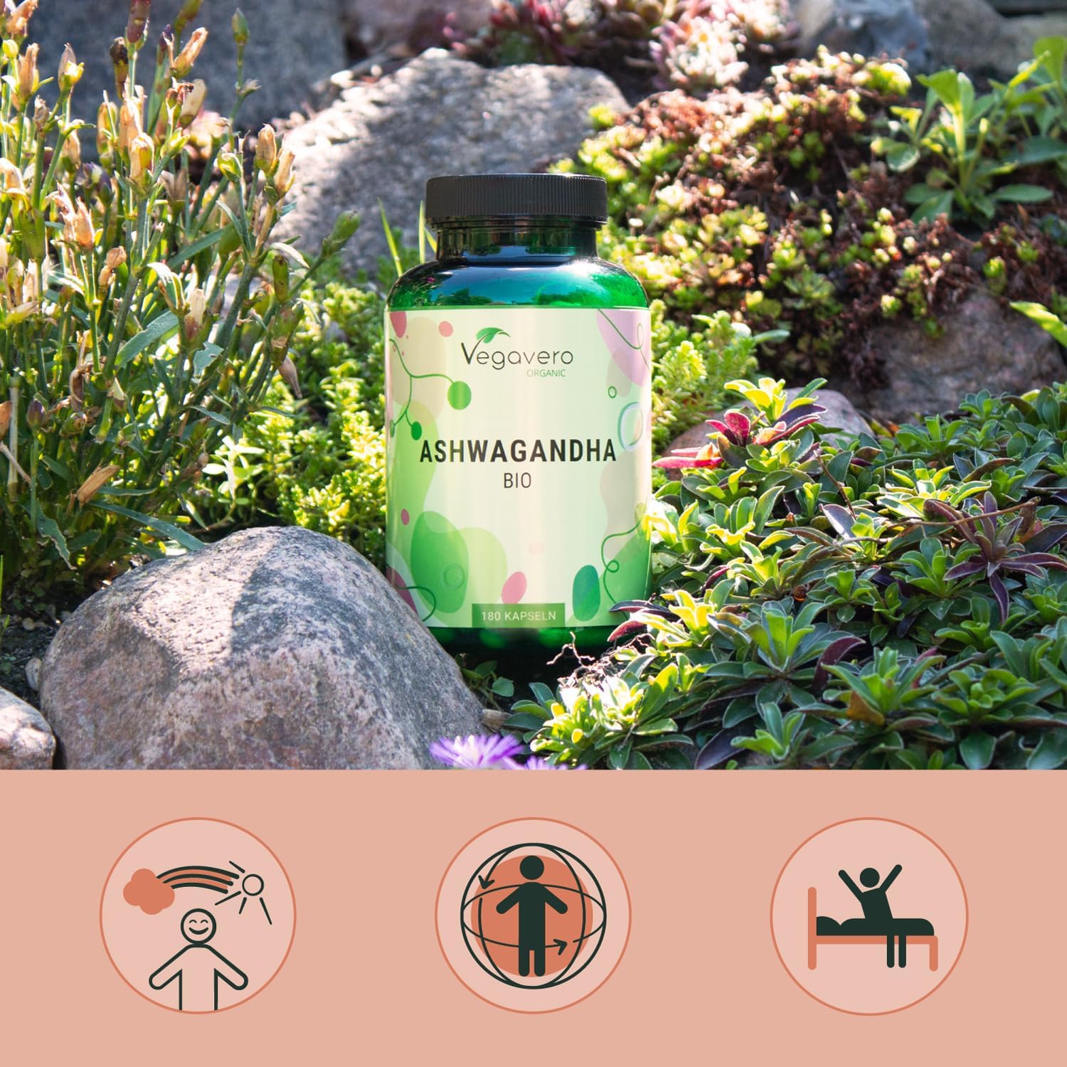 Vegavero Organic Ashwagandha Capsules | 2010 mg Root Powder | 180 Vegan Pills | Standardised 2% Withanolides | Lab-Tested | NO Additives | Vegan - Galeri