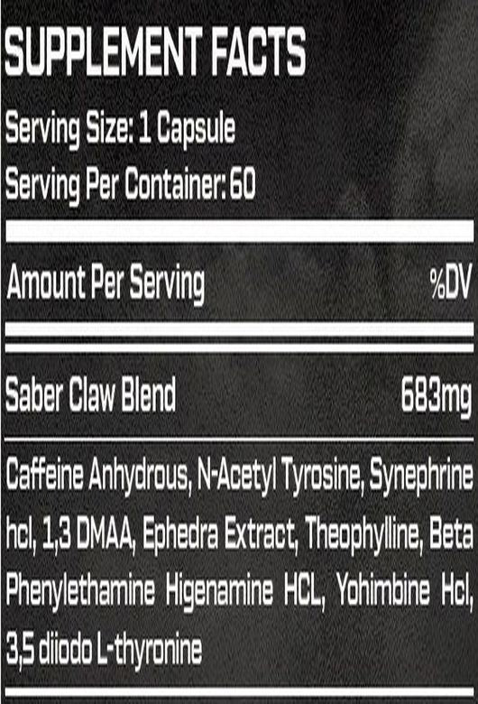 Saber Claws Labs Astra LEAN Fat Burner Ephedra Yohimbine 60 Caps - Galeri
