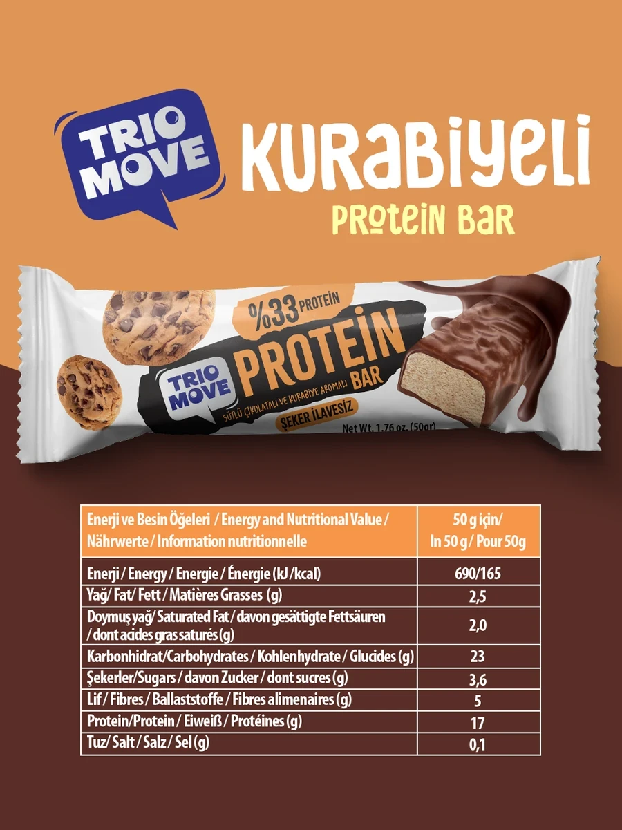 Trio Move Protein Bar 9 Adet X 50 Gr Kurabiye &amp; Sütlü Çikolata - Galeri
