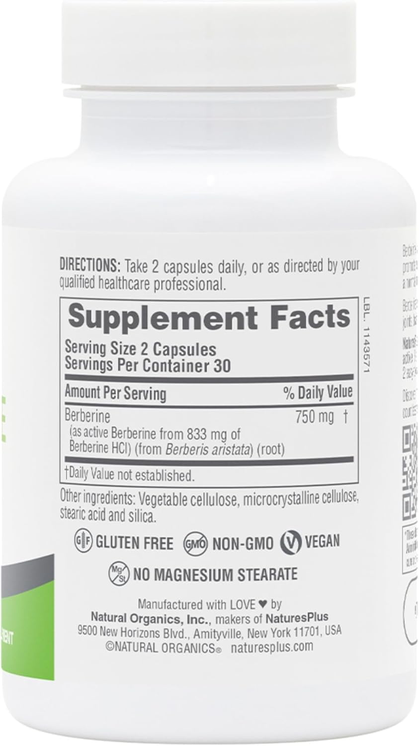 Natures Plus PRO Berberine 750 mg - 60 Caps Supports Healthy Metabolism - Galeri