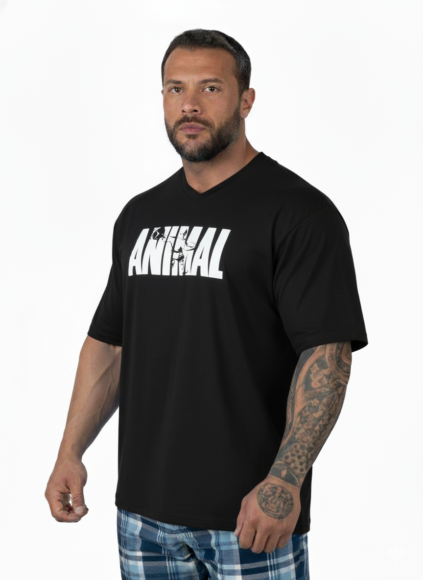 Oversize Tisort Animal Siyah