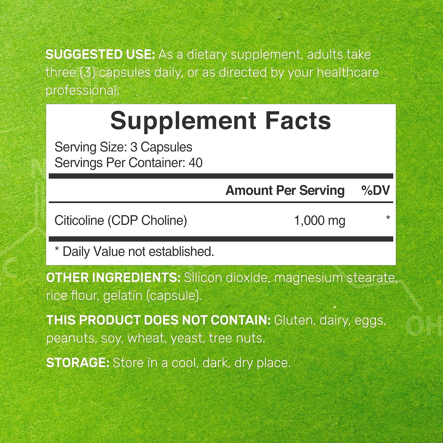 Deal Supplement Cognizin Citicoline Sitikolin CDP Choline 1000mg 120 Caps - Galeri