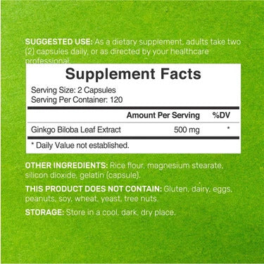 Deal Supplement Ginkgo Biloba Leaf Extract 500mg Per Serving, 240 Capsules - Galeri