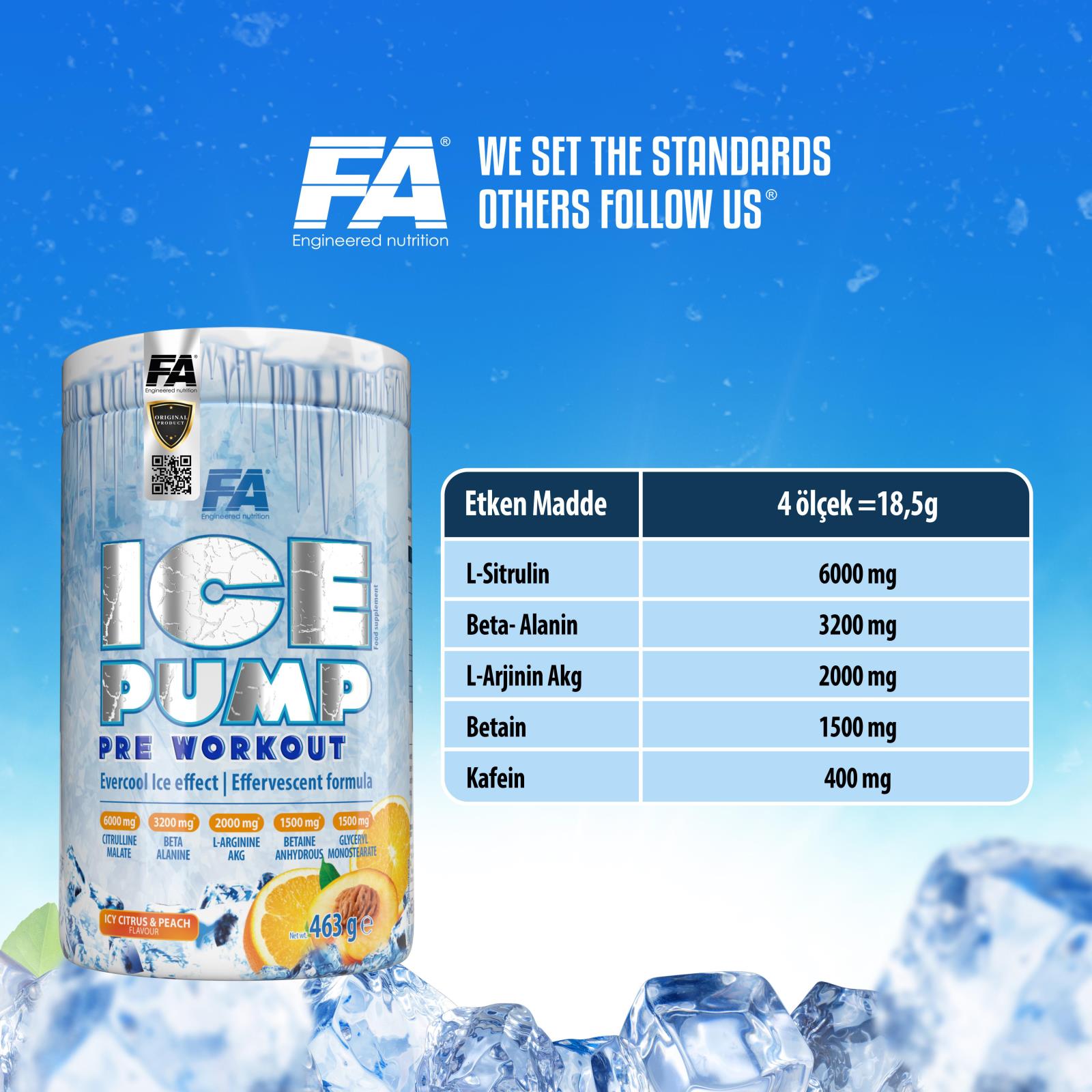 Fa Nutrition Ice Pump Pre Workout 463 Gr Ice Citrus Peach - Galeri