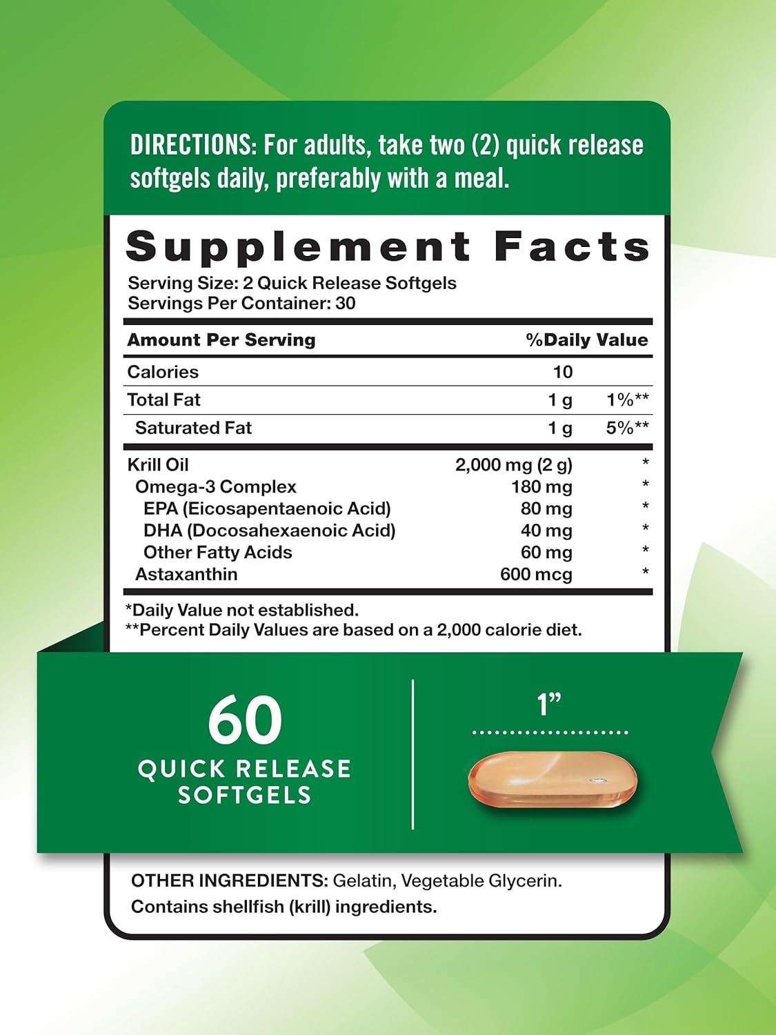 Nature's Truth, Antarctic Krill Oil Omega Astaxanthin 2,000 mg, 60 Quick Softgels - Galeri