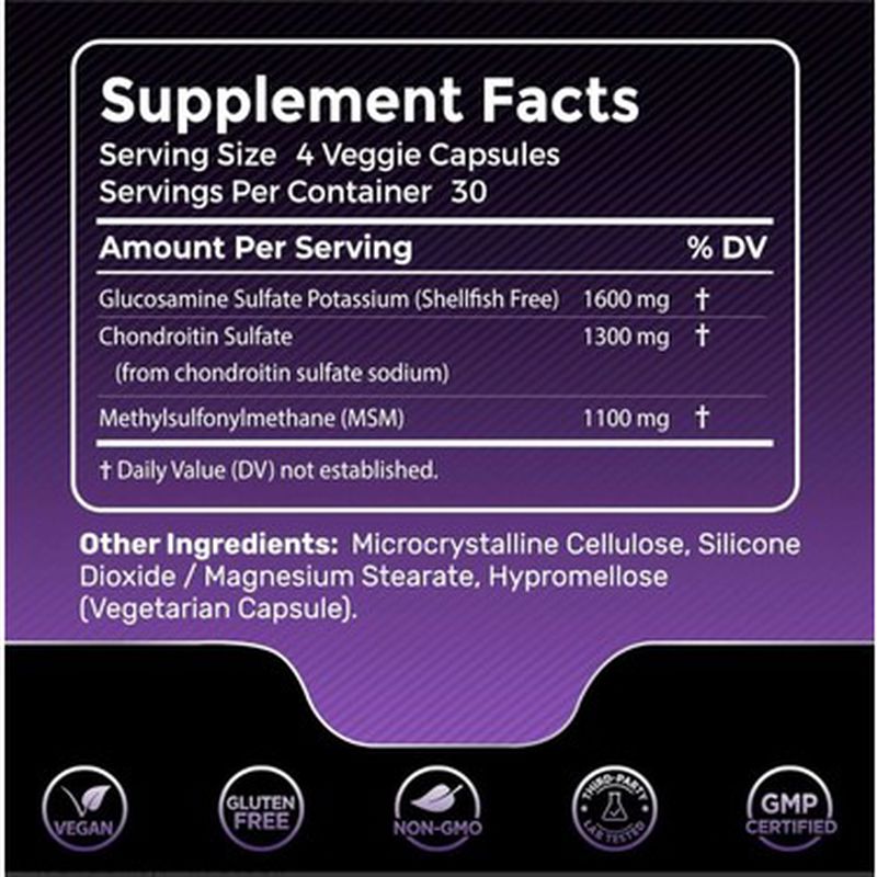 Wellness Labs Glucosamine + Chondroitin + MSM 4000mg – 120 Capsules - Galeri