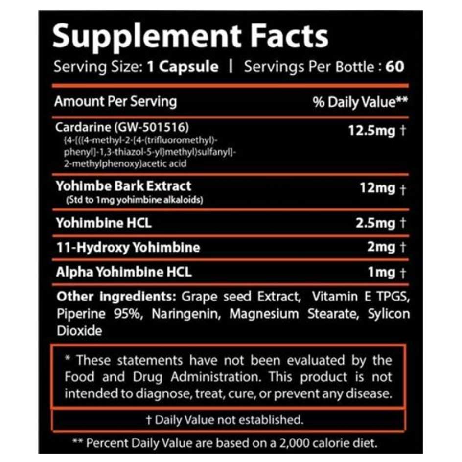 Core Labs Alpha GW-501516 Cardarine+Alpha Yohimbine Hcl+Bark 60 caps - Galeri