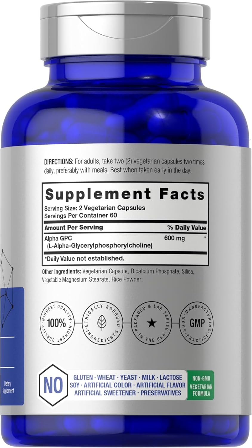 Horbäach Alpha GPC Choline Healthy Memory Focus and Clarity 600mg 120 Caps - Galeri